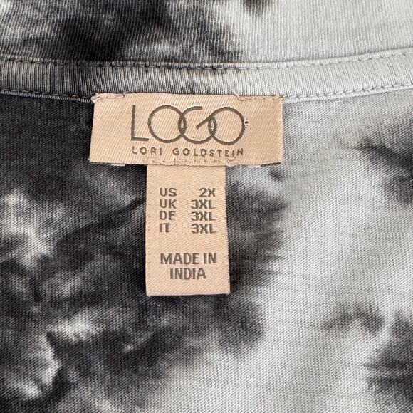 LOGO by Lori Goldstein Women’s Tie Dyed Print Blue Gray T-Shirt Cardigan Top 2X - Picture 6 of 13
